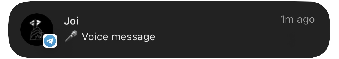 voice message telegram notification from Joi